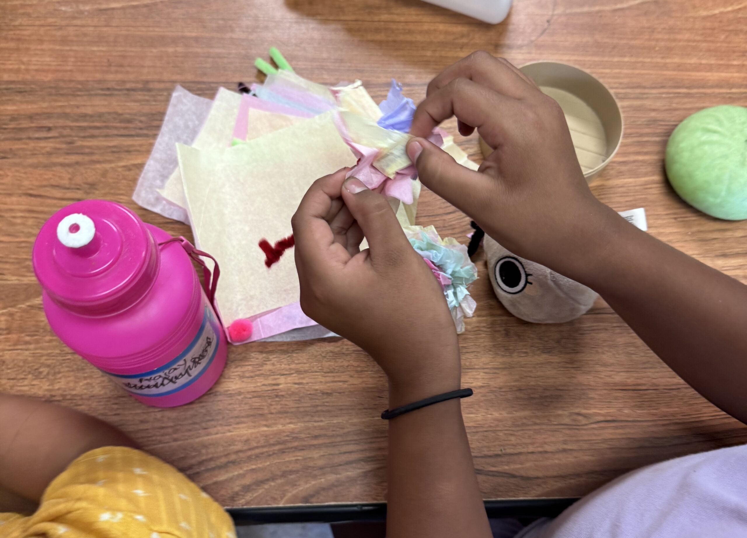 Student making craft